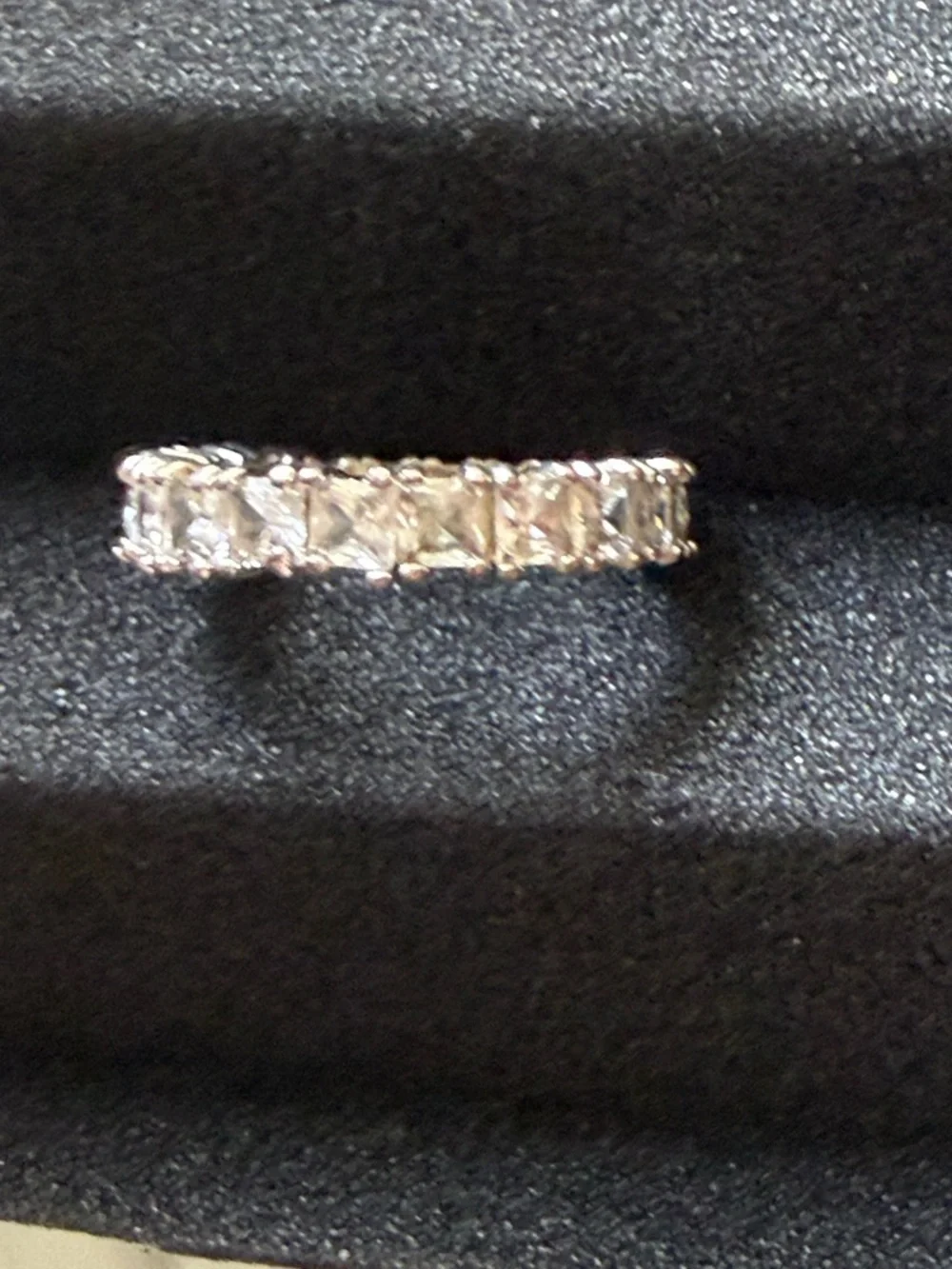 Princess Cut Eternity Band Ring Sterling Silver Size 9